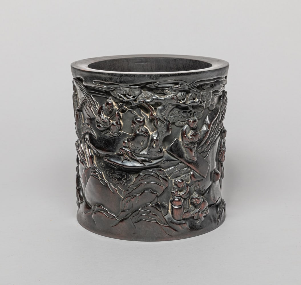 Large Chinese Carved Wood Brush Pot (1 of 13)