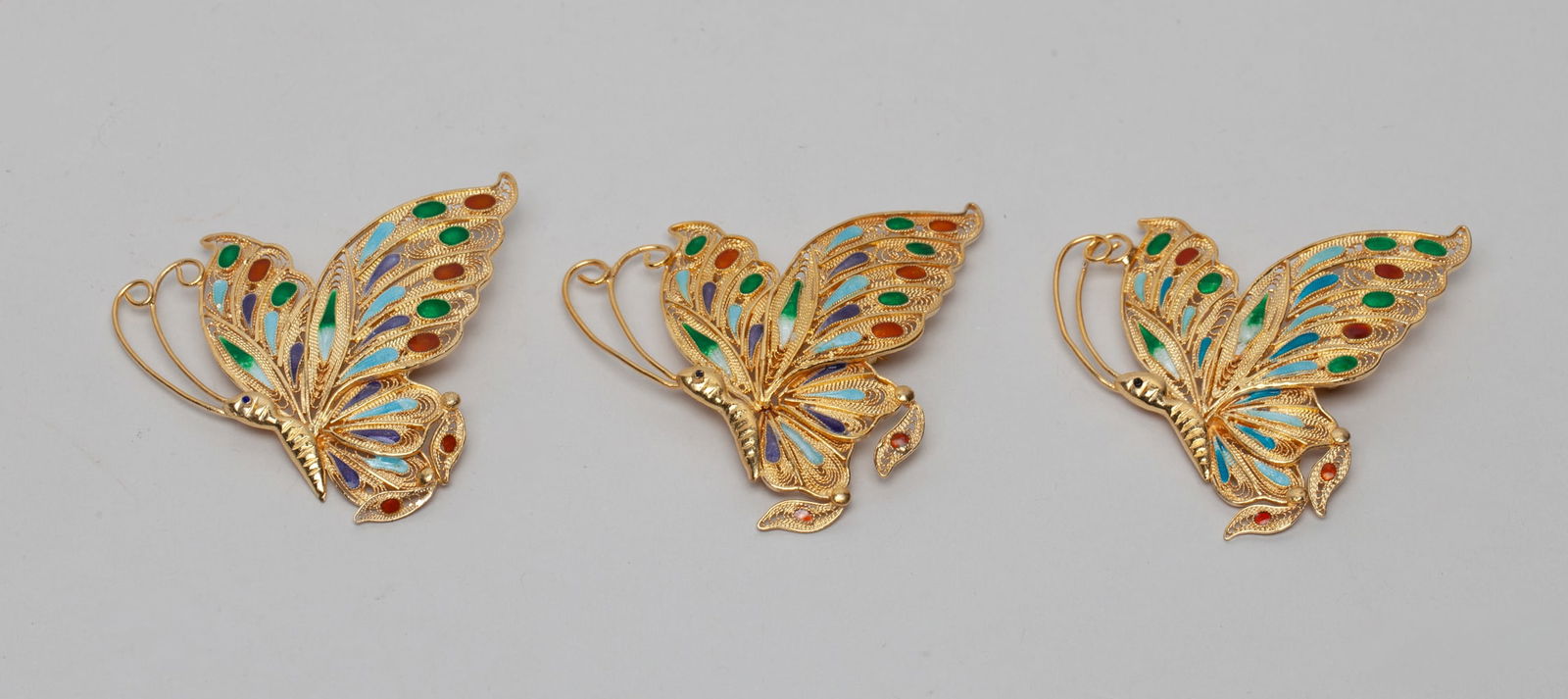 Chinese Vintage Gold on Silver Brooch Sets (1 of 7)