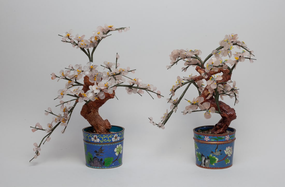 Two Chinese Cloisonne & Quartz Bonsai (1 of 14)