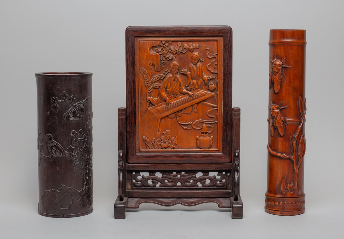 Estate Chinese Wood & Bamboo Carvings (1 of 14)