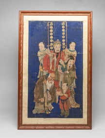 Antique Chinese Watercolor Painting of Fulushou