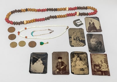 Old Coins, Trade Beads & Tin Photos