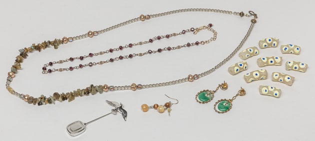 Opal Necklace, Trade Beads & Silvers