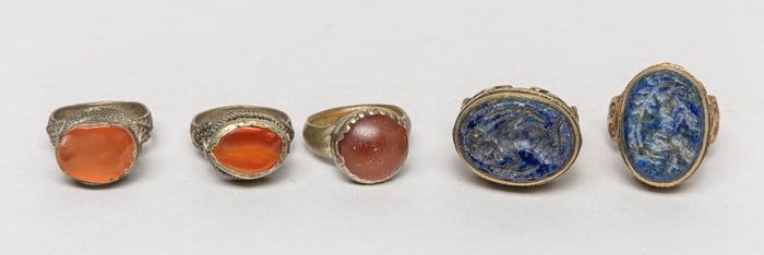 Old Cameo Agate & Lapis Rings