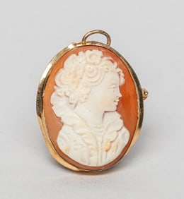 Victorian Marked 750 Gold & Cameo Brooch