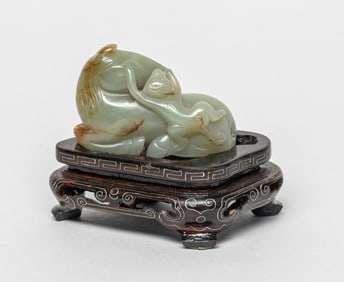 Chinese Jade Carved Horse w/ Stand