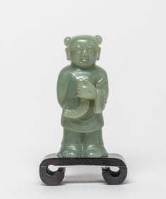 Chinese Ming Type Pale Celadon Jade Boy