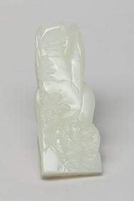 Tall Chinese White Jade Sculpture