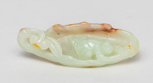 Chinese Russet Jade Boating Boy
