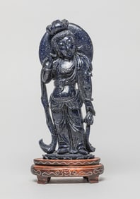 Chinese Lapis Sculpture of Kuanyin