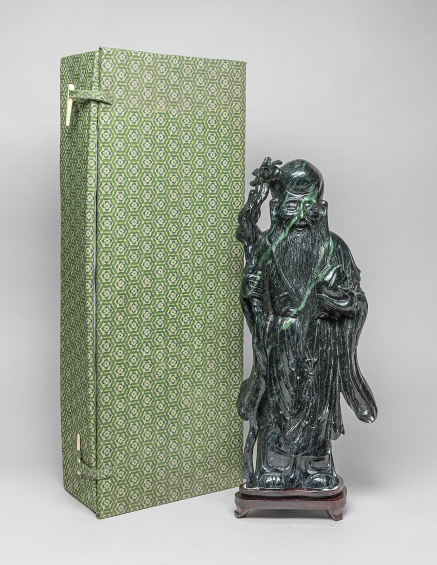 Large Chinese Spinach Jade Sculpture of Shoulao (1 of 12)