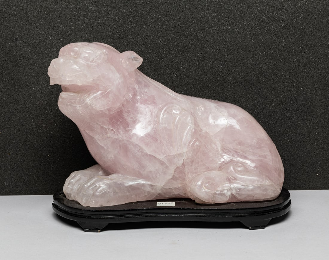 Large Chinese Old Rose Quartz Sculpture Beast (1 of 10)