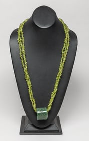 Designed Chinese Jade & Garnet Necklace