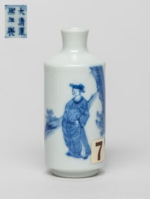 Chinese Blue & White Porcelain Snuff Bottle