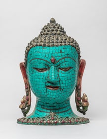 Himalayan Tibetan Turquoise Like Brass Buddha