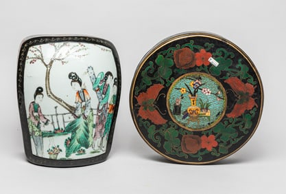 Chinese Cloisonne, Lacquer, Porcelain &Wood Box