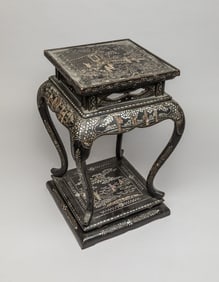 Chinese Ming Type Lacquer Stand Inlaid MOP