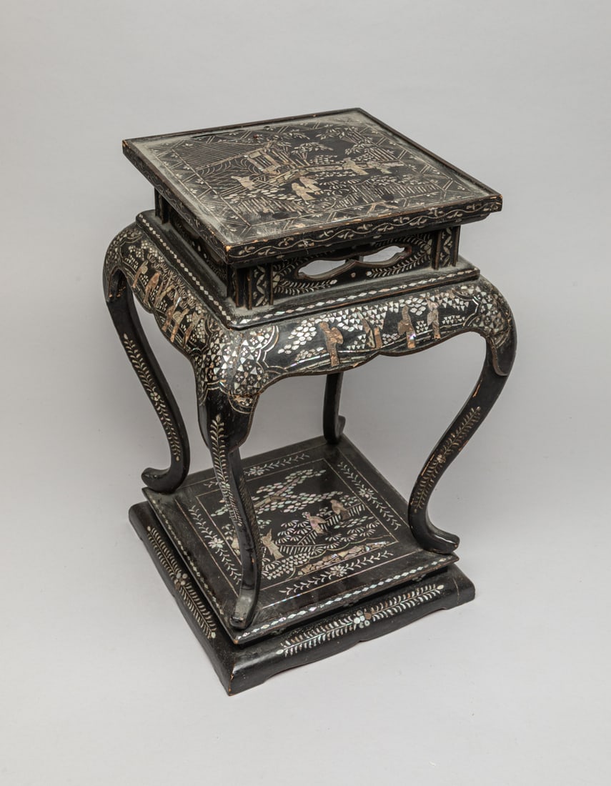 Chinese Ming Type Lacquer Stand Inlaid MOP (1 of 11)
