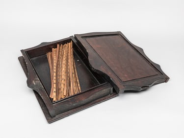 Set Chinese Bamboo Book w/ Rose Wood Box