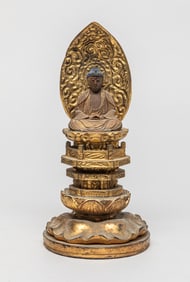 Old Japanese Gilt Wood Buddha