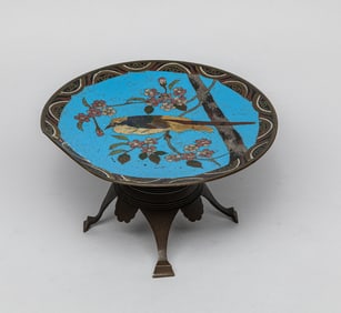 Antique Japanese Meiji Tall Cloisonne Plate