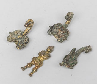 Rare Chinese Gilt Bronze Belt Buckle & Figure