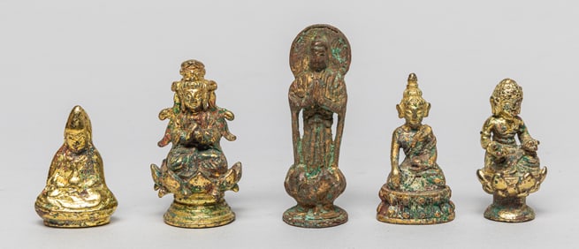 Set Chinese Ming Type Gilt Bronze Buddha Sets