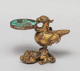 Chinese Gilt Bronze Oil Lamp