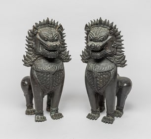 Pair South Asian Bronze Sculptures