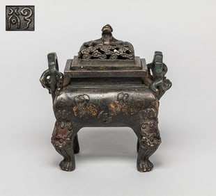 Estate Chinese Painted Bronze Censer