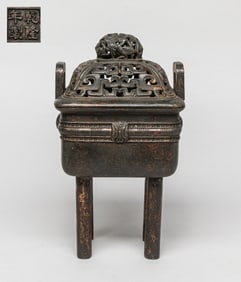 Chinese Tall Bronze Covered Censer