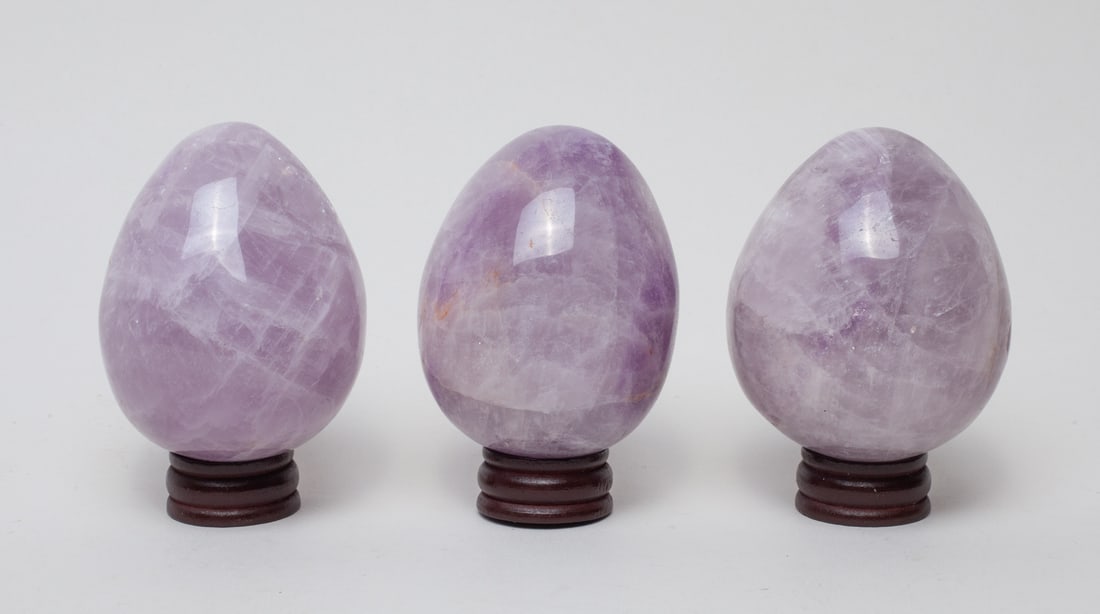 Three Amethyst Carved Sculptures of Egg (1 of 10)