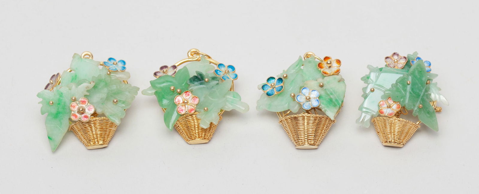 Chinese Jade Jadeite & Gold on Silver Brooches (1 of 10)