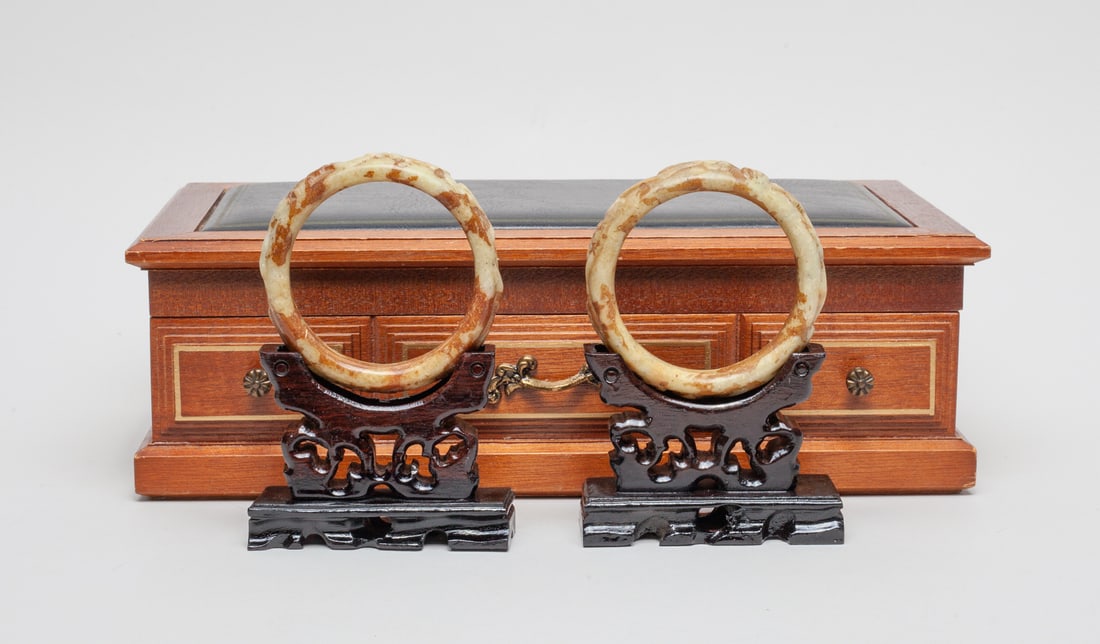Two Chinese Jade/ Stone Bangles (1 of 9)