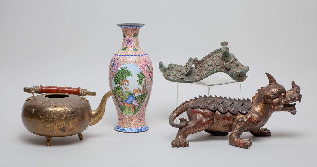 Estate Chinese Bronze Sculpture & Pot (1 of 14)