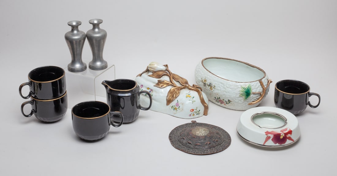 Tibetan Plaque, Pewter Vases & Porcelains (1 of 10)