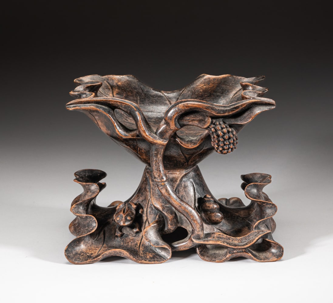 Chinese Wood Carved Lotus Bowl/ Tray (1 of 10)