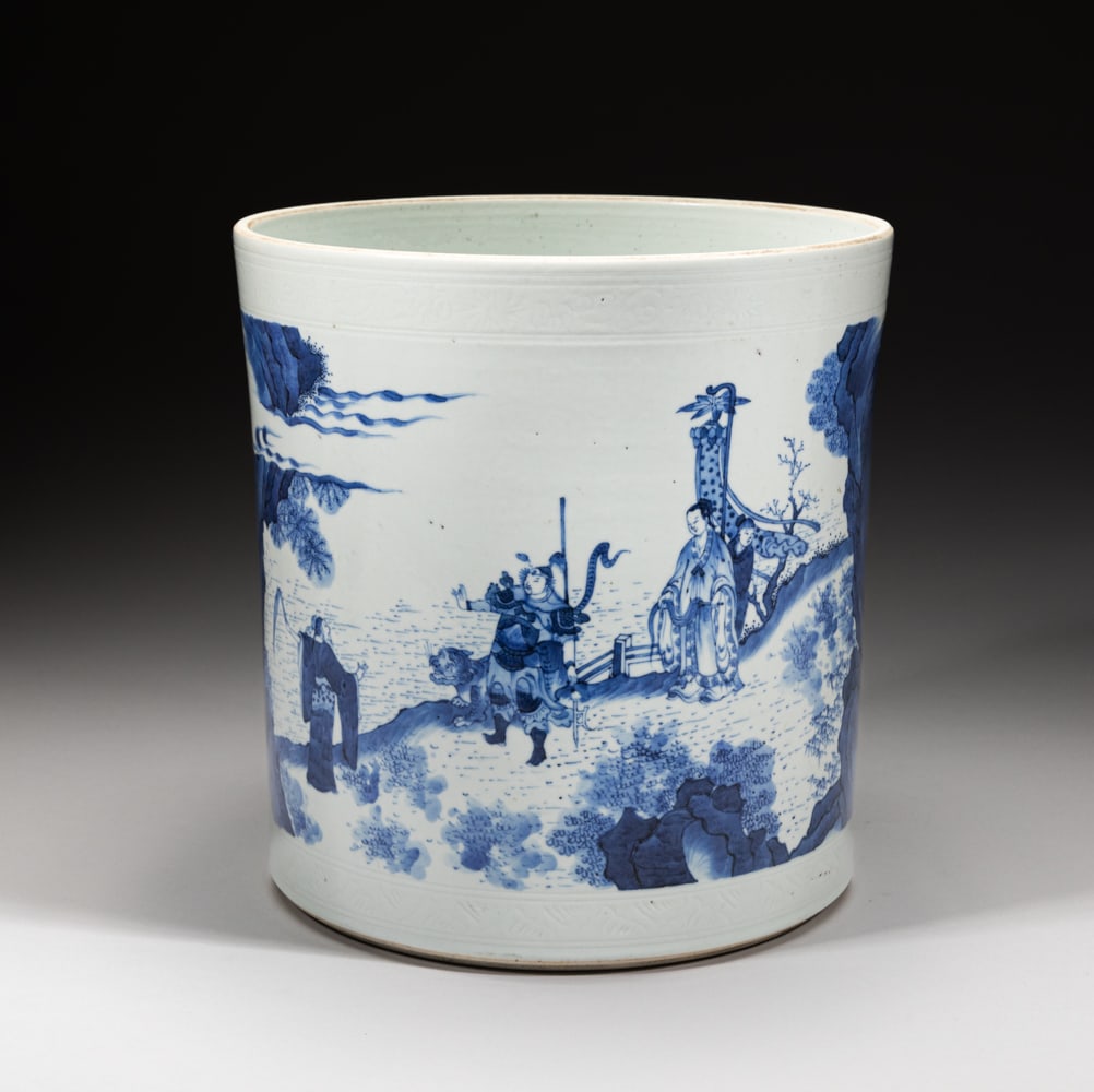Lg Chinese Blue & White Porcelain Brush Pot (1 of 15)