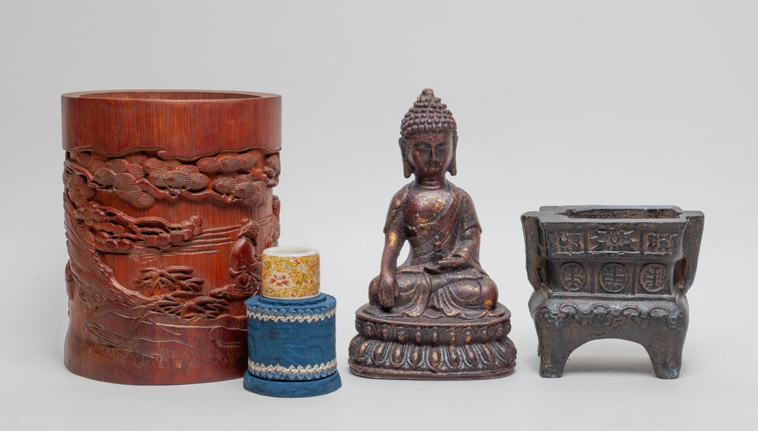 Chinese Bamboo, Buddha & Peiking Glass Ring (1 of 17)