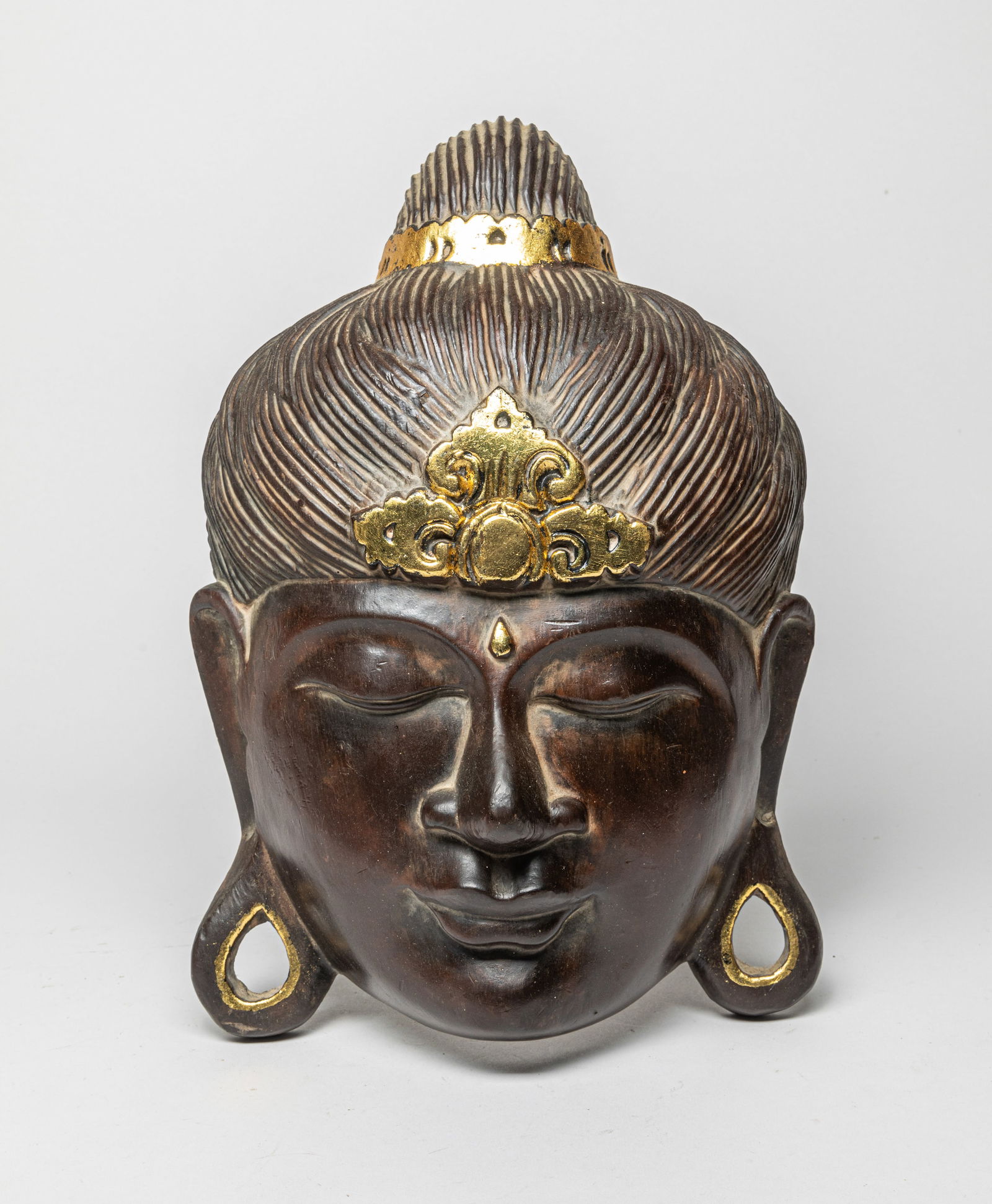 Asian Wood Wall Hanging Buddha Head (1 of 10)