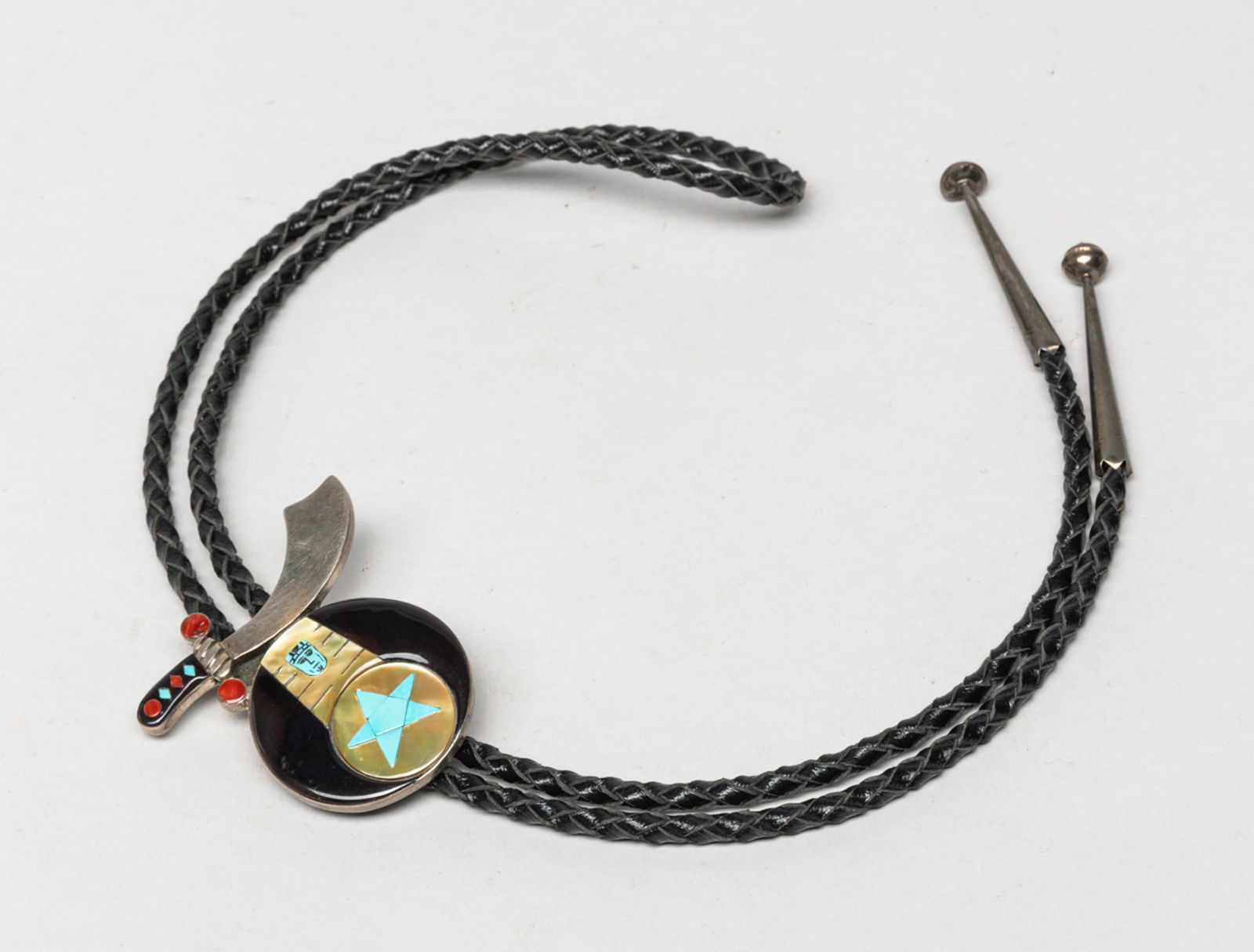 Signed Zuni Silver Gemstone Bolo (1 of 7)
