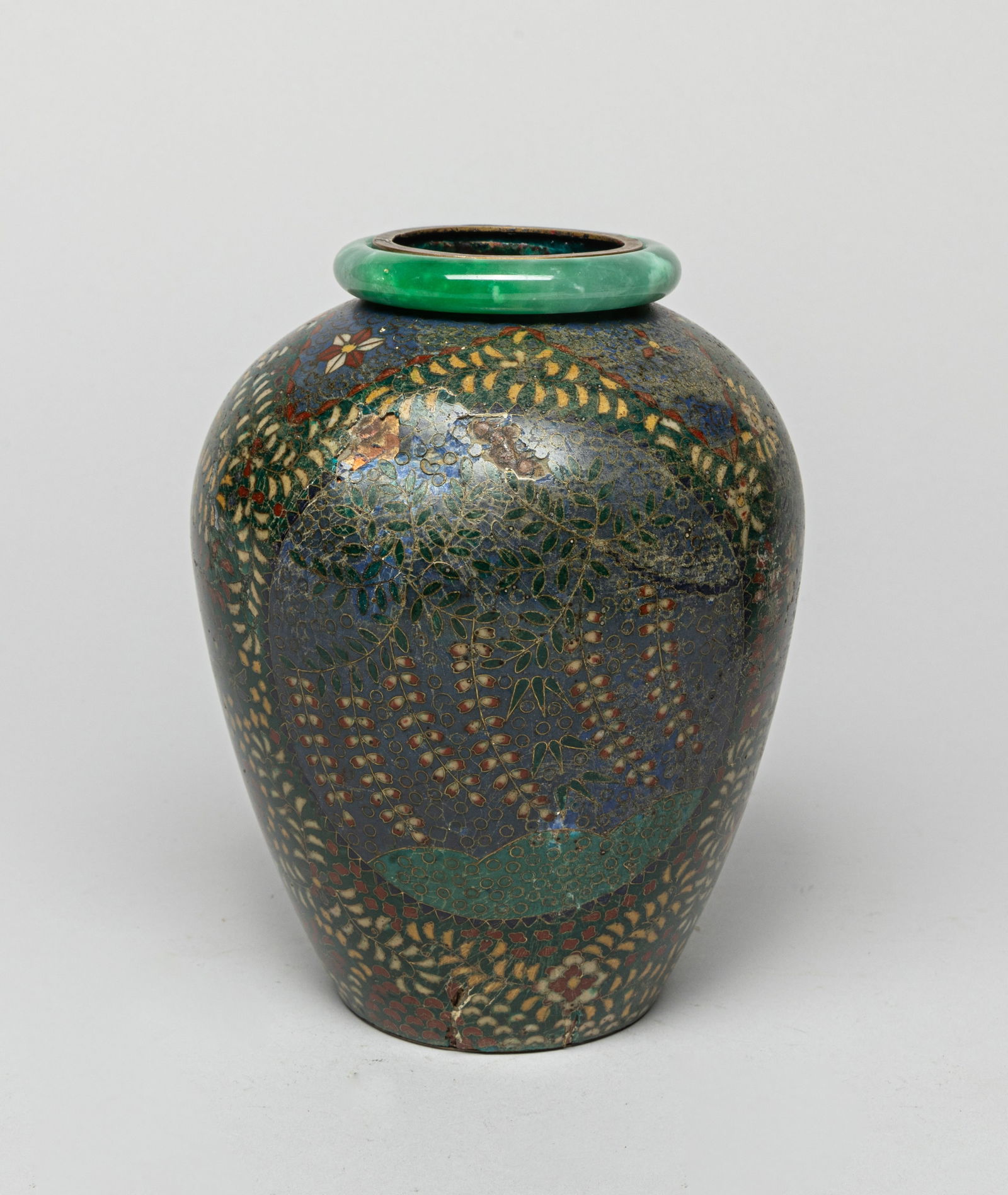 Chinese Export Cloisonne Jar w/ Gemstone (1 of 13)