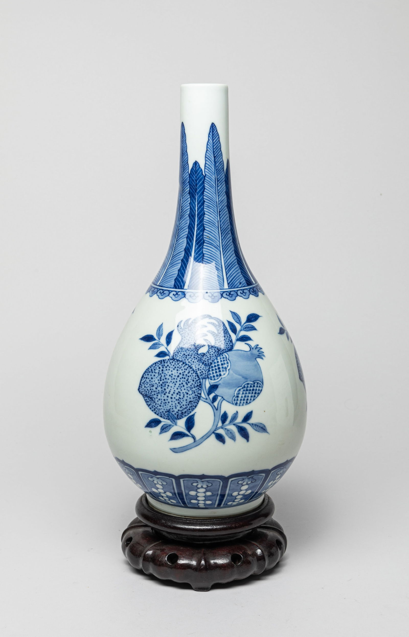 Tall Chinese Blue & White Porcelain Vase (1 of 8)