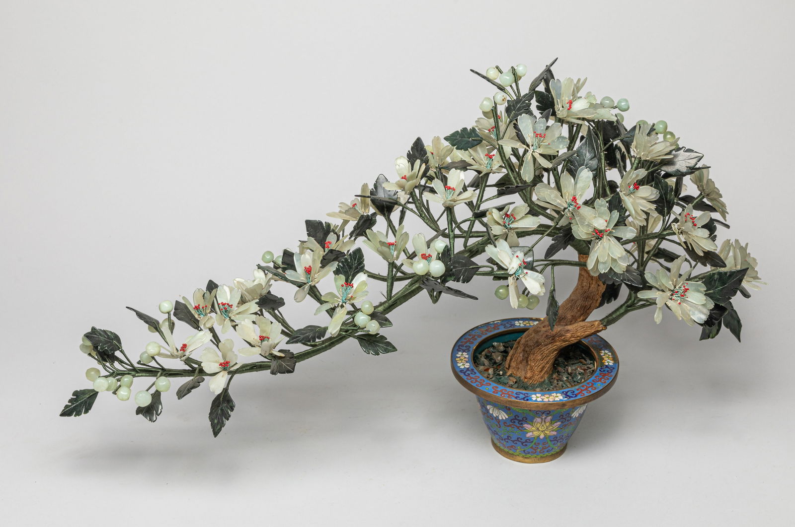 Large Chinese Jade & Cloisonne Bonsai (1 of 9)