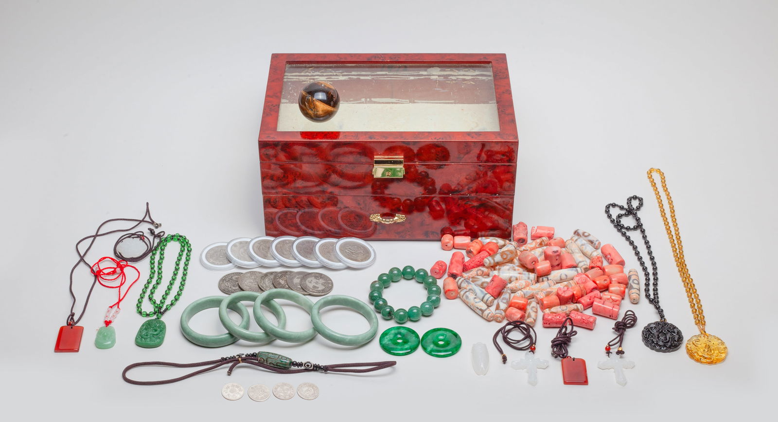 Estate Chinese Stone Jewelry & Decor Coins (1 of 10)