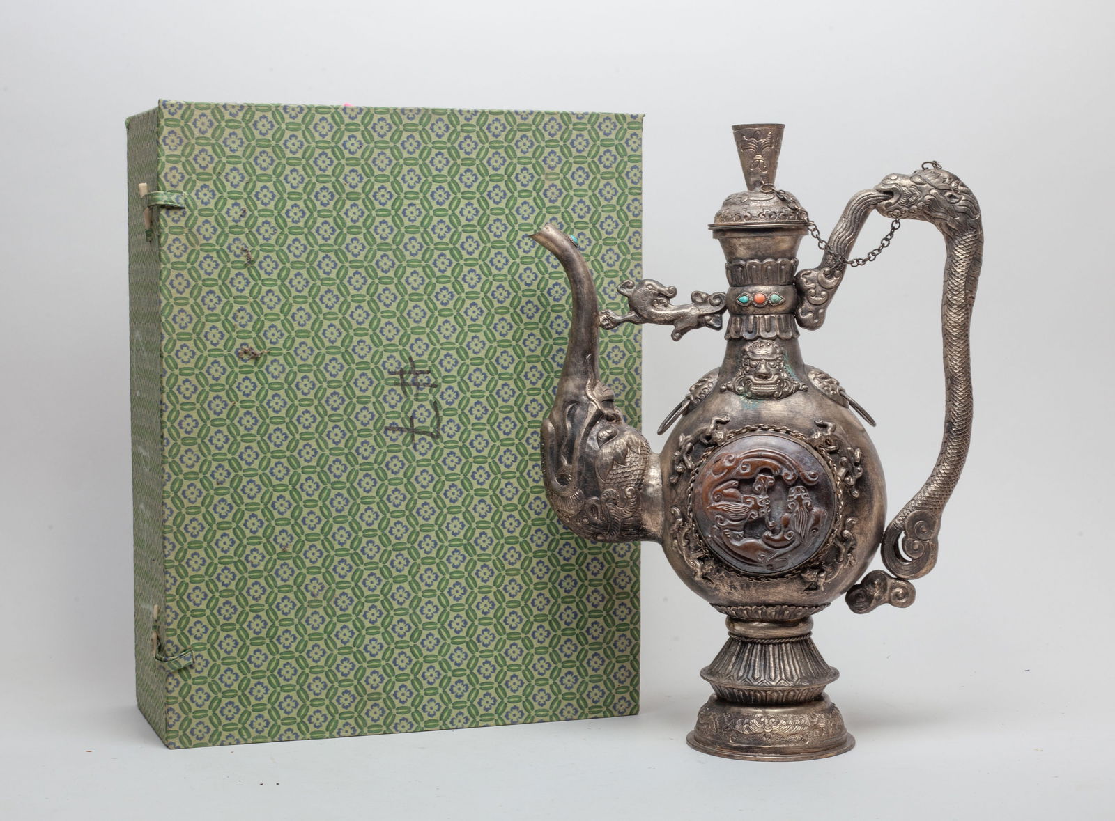 Chinese Temple Used Silver-plated Pot (1 of 15)