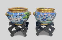 Two Large Chinese Cloisonne Pots