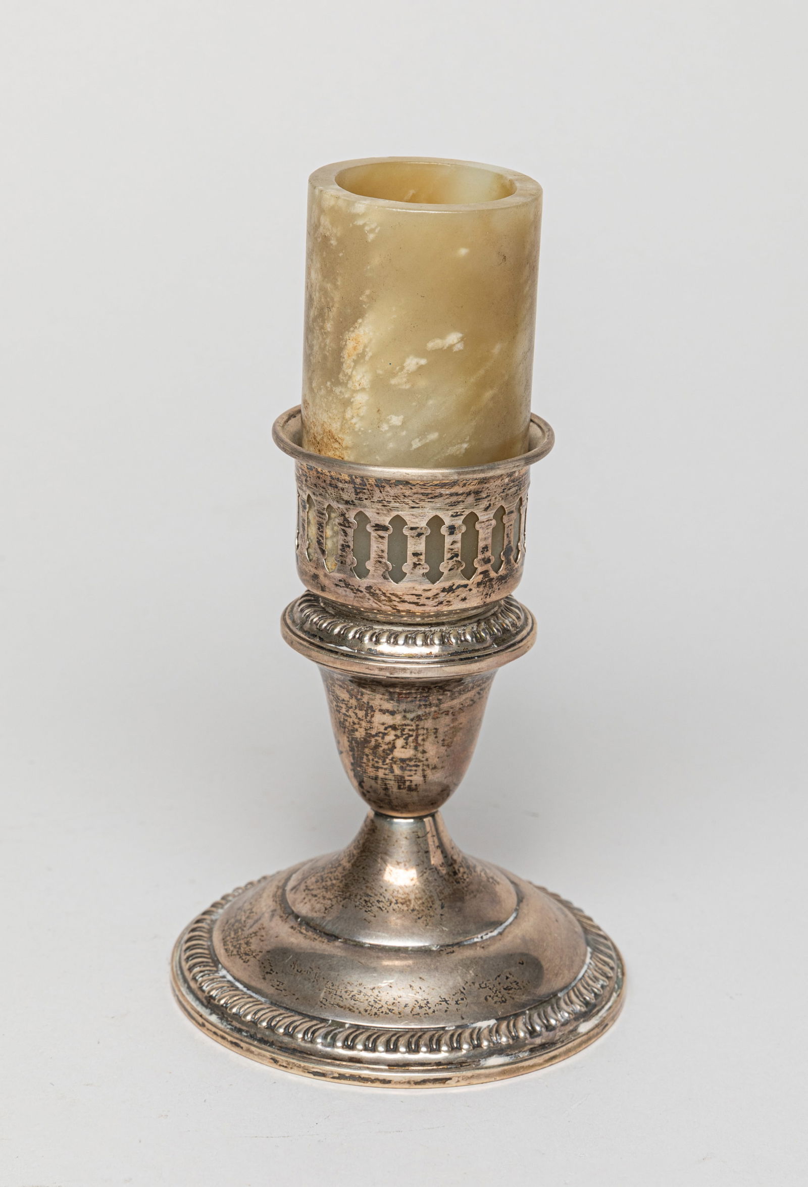 Chinese Export Jade & Silver Candlestick (1 of 8)