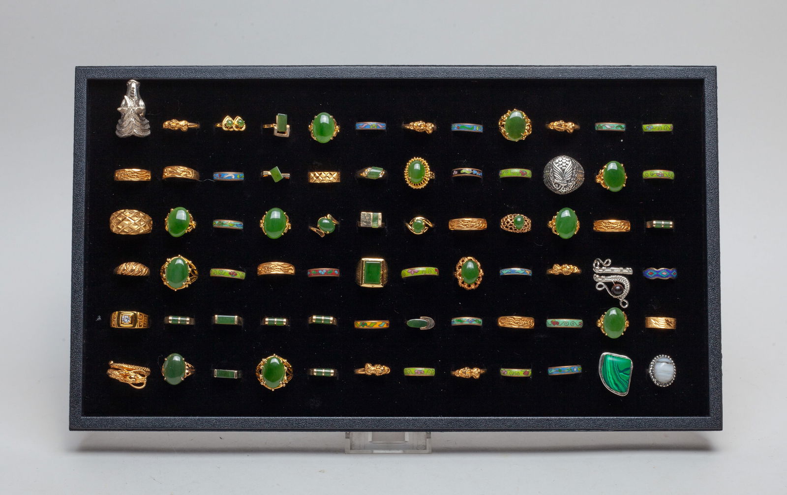 Estate Chinese Jade, Gold Silver Plated Rings (1 of 10)