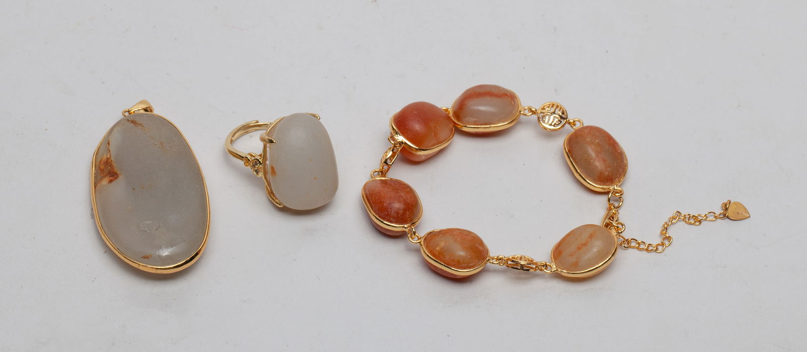 Chinese Export Russet Jade Jewelry Sets (1 of 14)